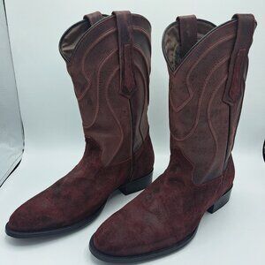 Dingo NWT Whiskey River Men's Burgandy Suede Western Cowboy Boots Sz 11